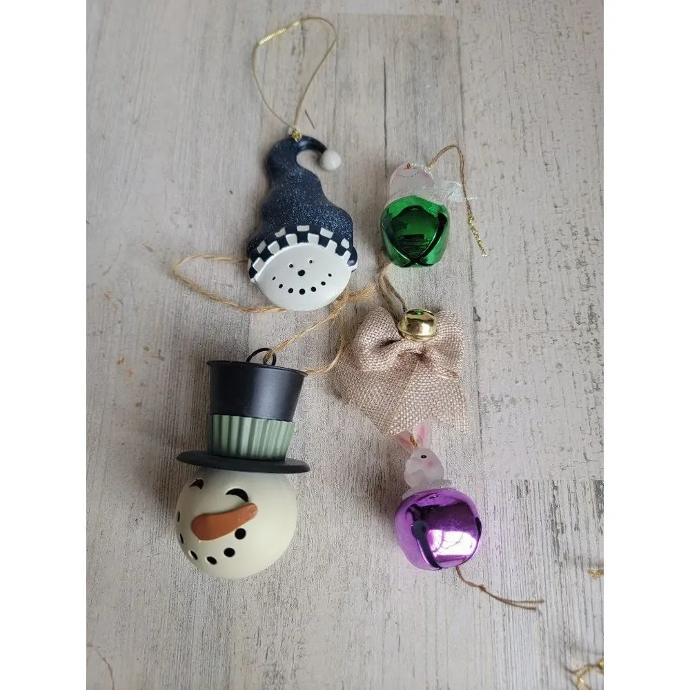 Unique Bell snowman Easter‎ Bunny ornament set